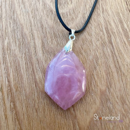 Pendentif Hexagone - Quartz Rose