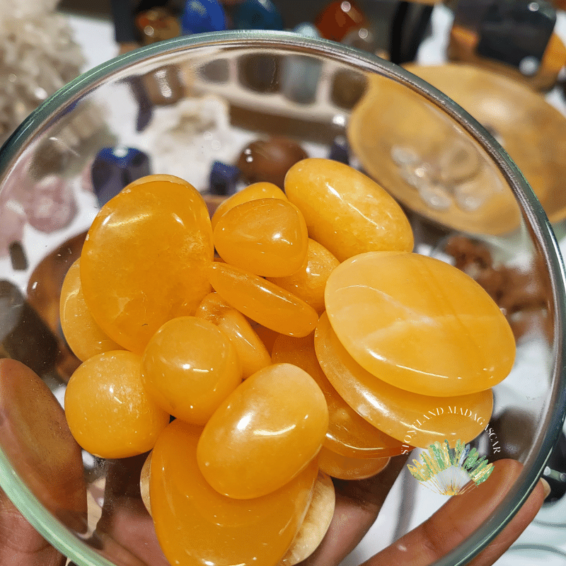 Galet Plat - Calcite Jaune/Orange Galet Plat - Calcite Jaune/Orange