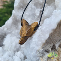 Pendentif tête de loup - Oeil du tigre